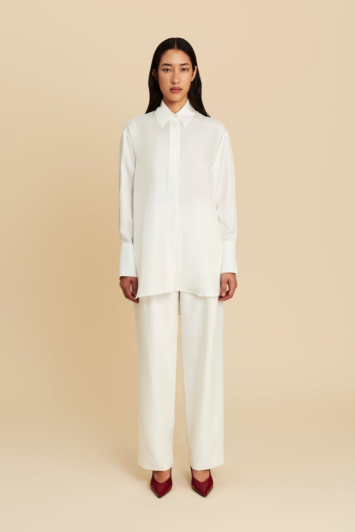 Silk Shirt in Clean Slate