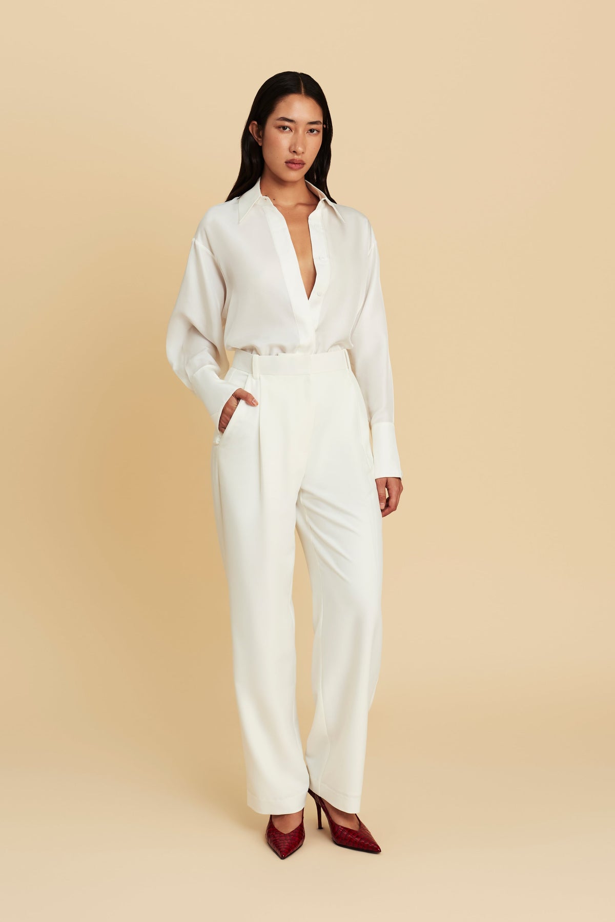 Silk Shirt in Clean Slate