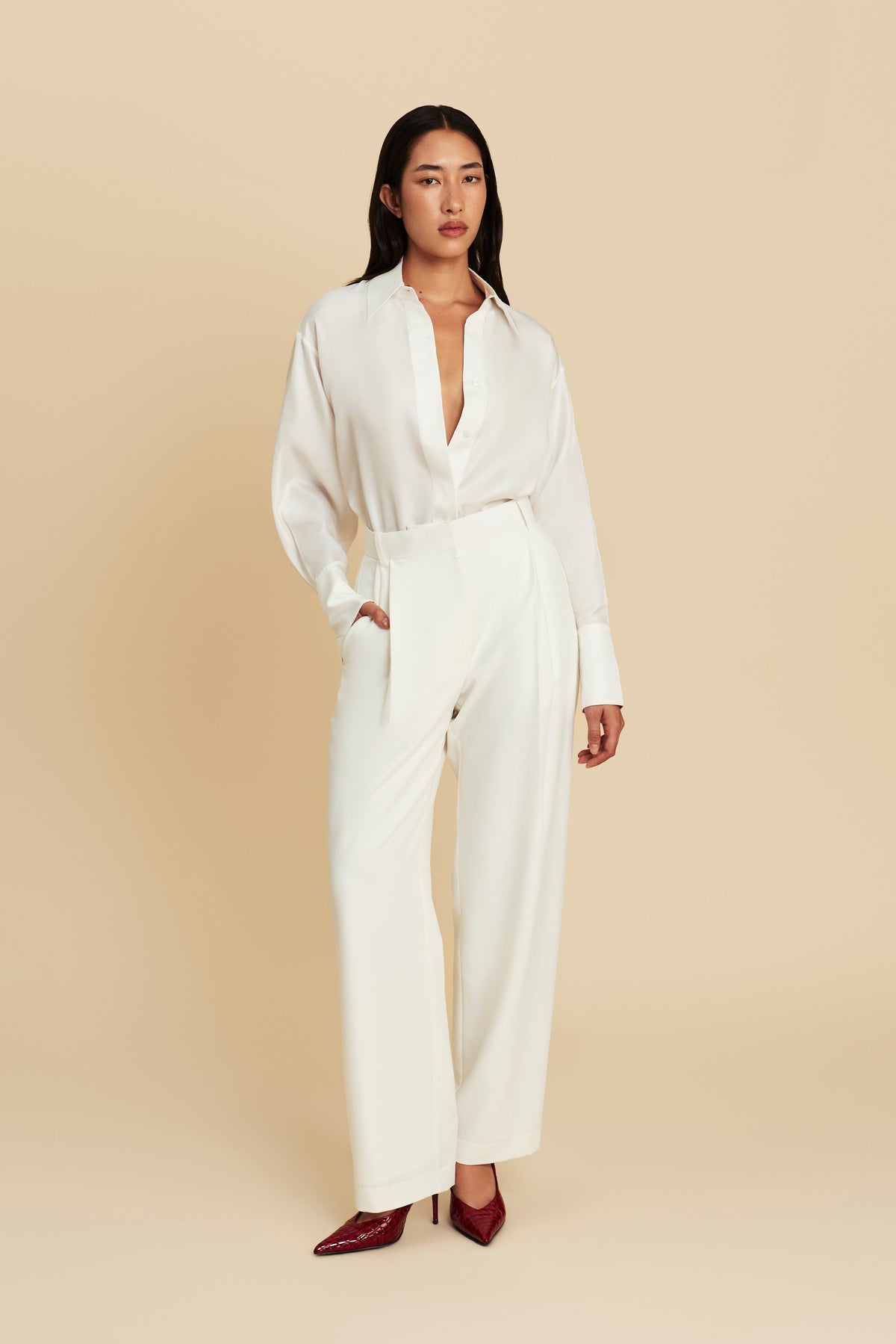 Silk Shirt in Clean Slate