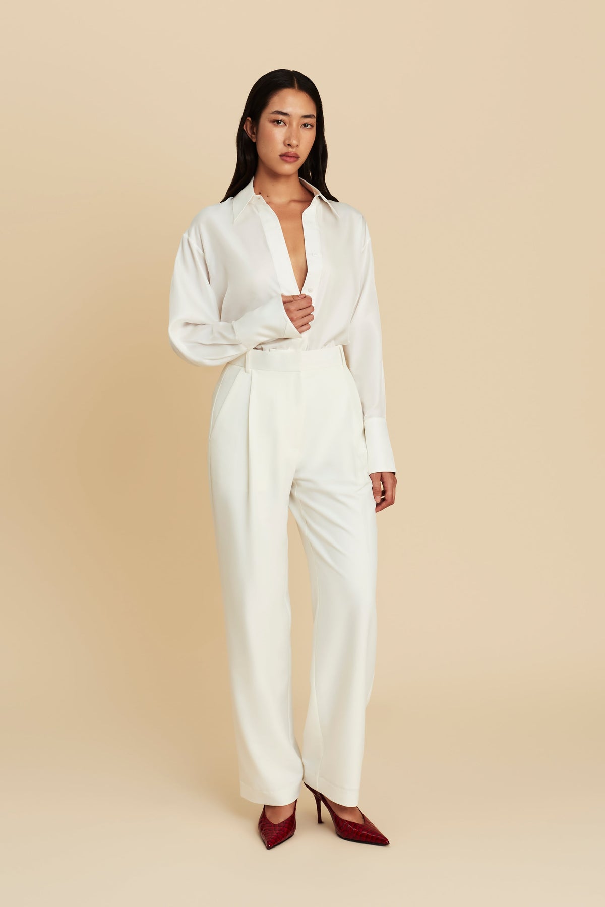 Silk Shirt in Clean Slate