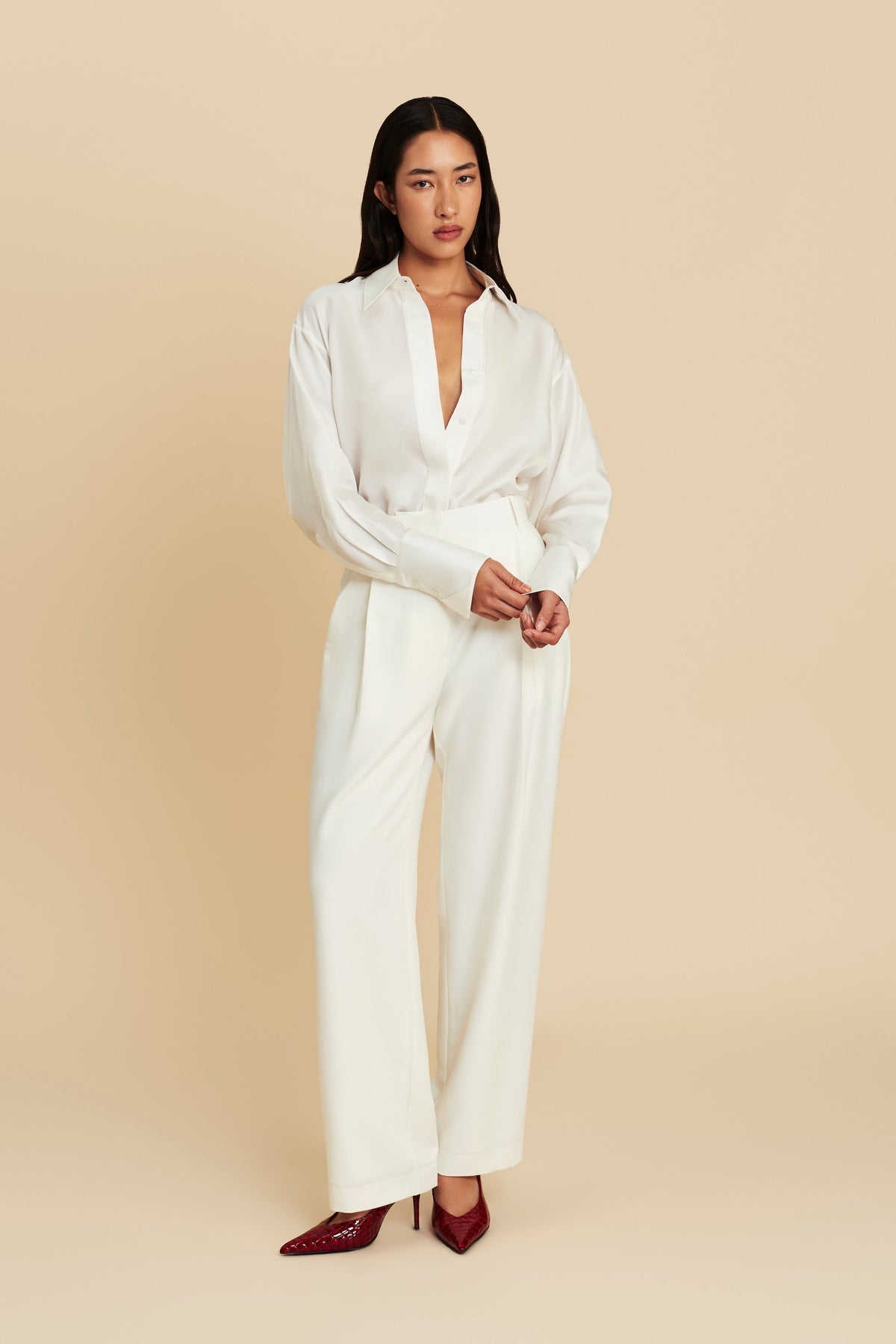 Silk Shirt in Clean Slate