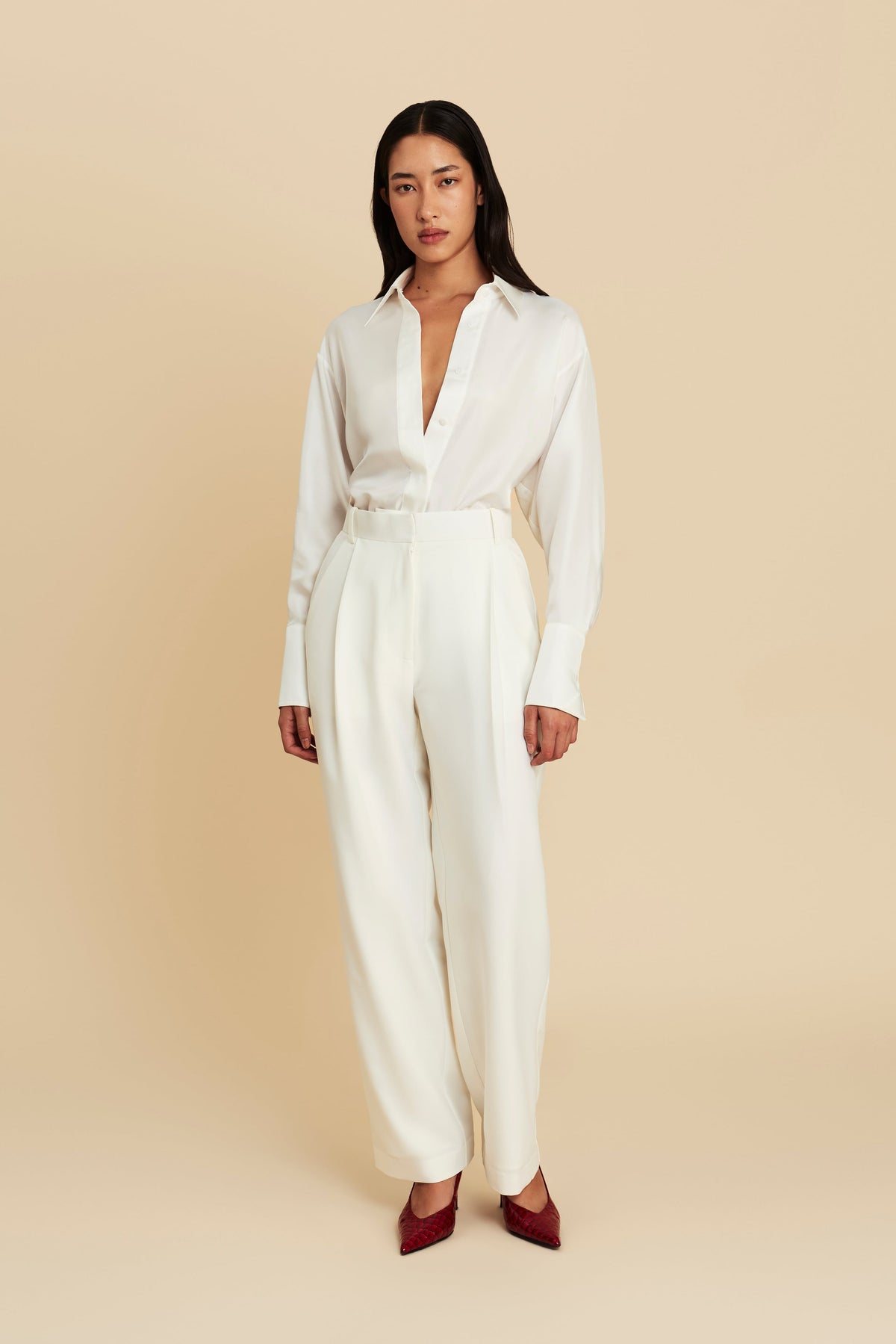 Silk Shirt in Clean Slate